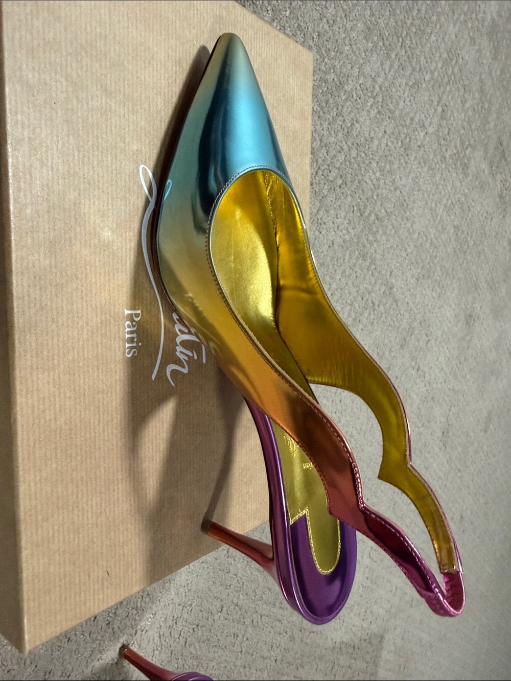 New in Box Christian Louboutin Hot Chick Sling 70 Slingback Heels Size 8.5/ 38.5 - Picture 7 of 13